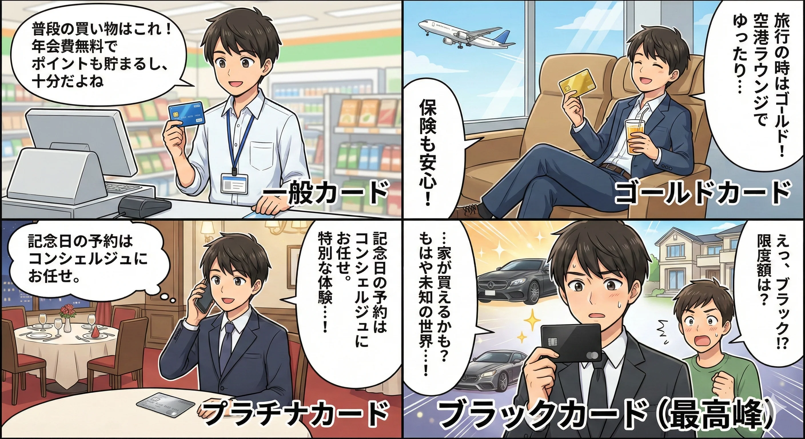 一般・ゴールド・プラチナの違いとは?ランクごとの特徴と選び方